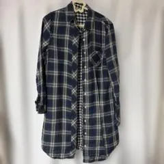 リバーシブル チェック柄 チュニック シャツ