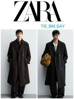 ZARA ブラック ダブルブレストコート