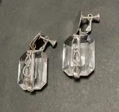 透明 クリア ストーン イヤリング シルバー USEDアクセサリー