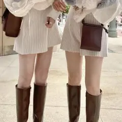 【新品タグ付き】GRL グレイル　ハイウエストリブニットショートパンツ