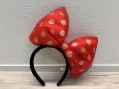 極美品　ディズニー カチューシャ ミニー リボン　水玉リボン
