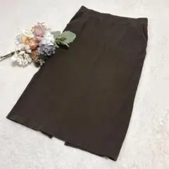 【ユニクロ】リブスカート ロング タイト ウエストゴム ダークグリーン L ○