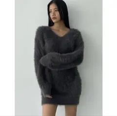 【24時間限定お値下げ】 EMODA グレー ニット　長袖ミニワンピース