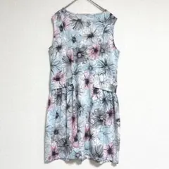 アンナニコラ　花柄ワンピース フレア ノースリーブ リボン付き　フェミニン　上品のサムネイル