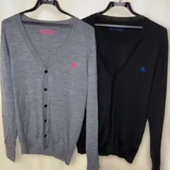 【美品✨】バーバリーブラックレーベル ホース刺繡 リブ カーディガン ブラック 中古・古着通販】BURBERRY BLACK LABEL (バーバリーブラックレーベル