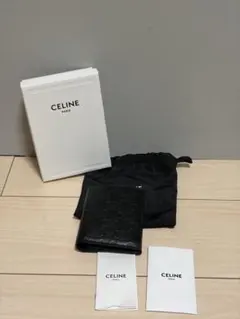 【箱付美品】セリーヌ 折財布 トリオンフ 型押し レザー ブラック 黒 メンズのサムネイル