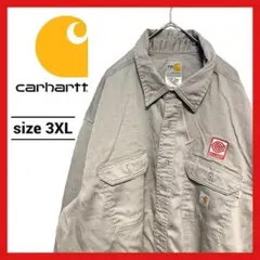 90s 古着 カーハート 長袖シャツ 企業ロゴ オーバーサイズ 3XL
