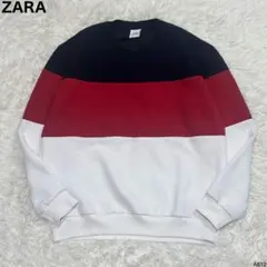 美品 ZARA スウェット トレーナー XL マルチカラー ボダー 大きいサイズ