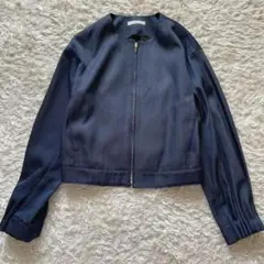 極美品　エポカ　デニムノーカラージャケット　ブルゾン　40/L程度　インディゴ