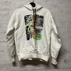 DIESEL ブランドロゴ 髑髏 プルオーバーパーカー 白