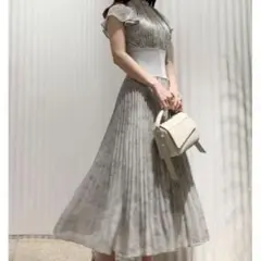 snidel スナイデル ウエストリブプリントワンピース