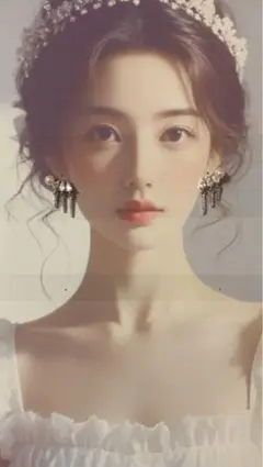 パールとクリスタルのフリンジピアス