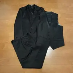 SUIT SELECT シングルスリーピーススーツ 0タック/ブラック×ソリッド