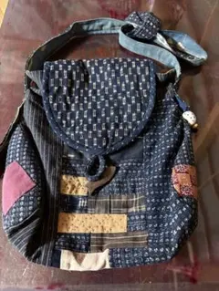 新品ハンドメイド パッチワーク 絣　古布　手作りショルダーバッグ　母の日