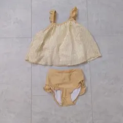 ベビー水着(女の子) チェック柄 イエロー 95cm以下