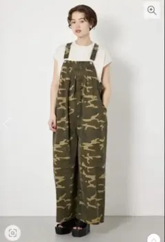 新品 ロデオクラウンズ タックワイド サロペット ブラウン系 ヒョウ柄