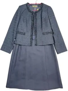 東京ソワール ツイード スーツ ワンピース 11号 ネイビー 卒業式 入学式