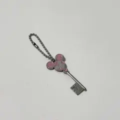 ミッキー型ピンクメタルキーホルダー