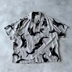 90s~ old Karl Helmut クジラ柄 レーヨン 開襟 シャツのサムネイル