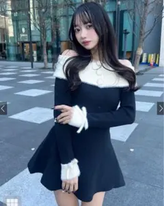 GRL シャギーオフショルフレアニットワンピース ダーリッチ風