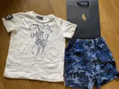 24M 90cm ラルフローレン ポニー柄 Tシャツ 白 迷彩パンツ 上下セット