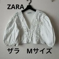 ZARAザラ　コットン100%レースカーディガンブラウスM