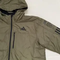 adidas オリーブ ナイロンジャケット 大きいサイズ フード付き