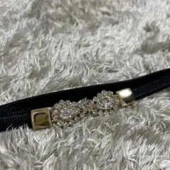 ビジュー付き黒ベルト リボン型 パーティ オケージョン ドレス用