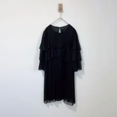 ピクシーハート　Pixie Heart シフォンティアードワンピース 黒