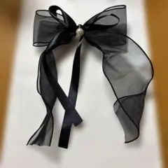【ラスト値下げ】シフォンリボンヘアクリップ　黒色
