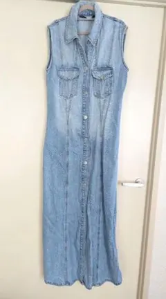 ZARA デニム　ノースリーブシャツワンピース