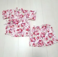 着用1回 記名なし 女の子 甚平 ピンク 花柄 90 ベビー 浴衣