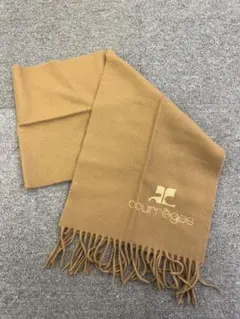 courreges クレージュ ロゴ刺繍　マフラー ラムウール
