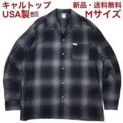 新品Mサイズ他有CALTOPキャルトップオンブレーシャツ開襟黒グレーブラック