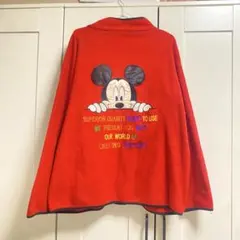 90s ミッキー ハーフジップ　フリースジャケット 赤　古着　vintage