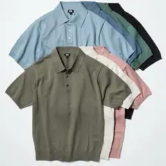 UNIQLO ポロシャツ Mサイズ　481725 ウォッシャブルニットポロ　黒のサムネイル