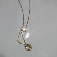 クリアストーンゴールドネックレス&鎖玉ビーズネックレス(2個セット未使用に近い)