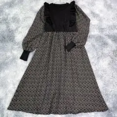 LADY LIKE ドッキングロングワンピース　ブラック　レッド　春秋冬