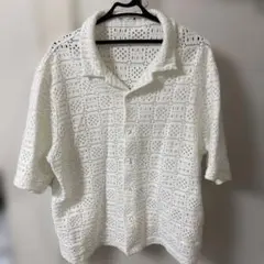 ZARA レース編みホワイトシャツ XL