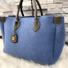 TOPKAPI トプカピ A4フェルトレザーハンドバッグ トートバック ブルーのサムネイル