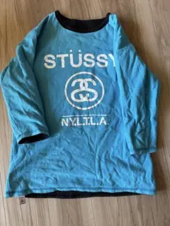 STÜSSY 青 7分丈カットソー　ステューシー stussy