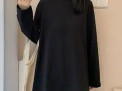 新品　ビッグシルエット ロング Tシャツ 長袖 チュニック カットソー　L