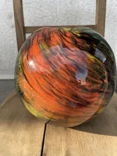 【希少】カメイガラス 花瓶 丸型 金彩 マーブル 宇宙 昭和レトロ　アート　花器