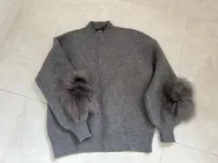 リアルラビットファー付きニット