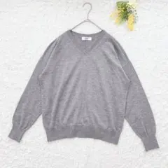 美品✨ジェイプレス　Ｖネック長袖ニット　F 薄手　グレー　ゆったり　無地のサムネイル