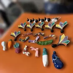 【美品】陶器製 箸置きセット 多様なデザイン 野菜・うさぎ・和風【1品60円】