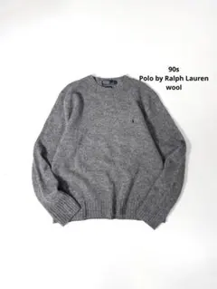 90s Polo by Ralph Lauren ウールニットセーター 灰 古着