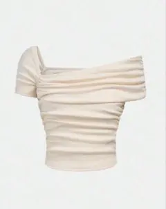 SHEIN リブニット ワンショルダー シャーリング Tシャツ