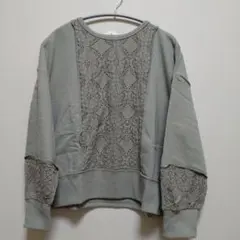 新品タグ付き　サマンサモスモス　レース切替裏毛プルオーバー　グレー