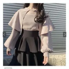 【GRL】ケープ付きニットトップス